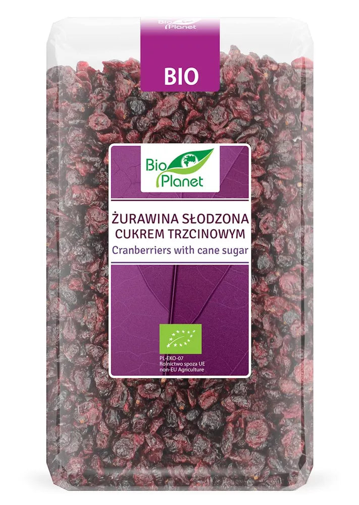 BIO PLANET Żurawina słodzona cukrem trzcinowym (1 kg) - BIO