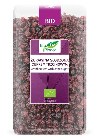 BIO PLANET Żurawina słodzona cukrem trzcinowym (1 kg) - BIO