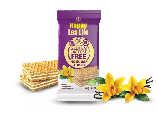 LEA LIFE Wafle waniliowe bez glutenu, bez laktozy, bez dodatku cukru (48g)