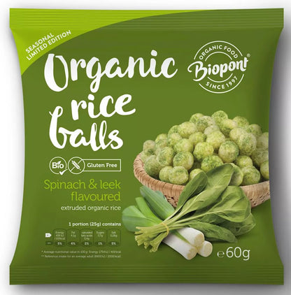 BIOPONT Chrupki ryżowe ze szpinakiem i porem bezglutenowe (60 g) - BIO
