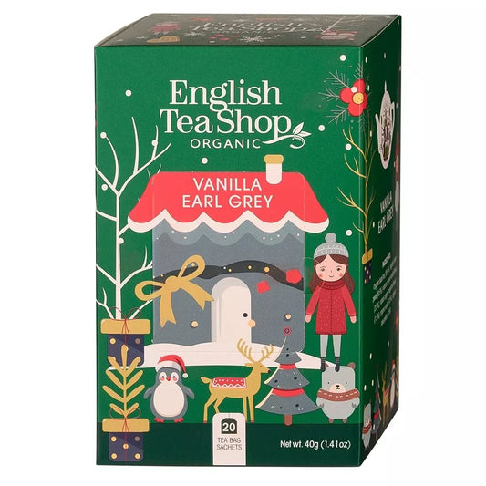 ENGLISH TEA SHOP Herbata Vanilla Earl Grey  ze skórką z cytryny i płatkami róży (40g) - BIO (Boże Narodzenie)