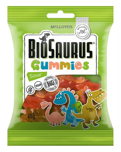 BIOSAURUS Żelki owocowe kwaśne bezglutenowe (80 g) - BIO