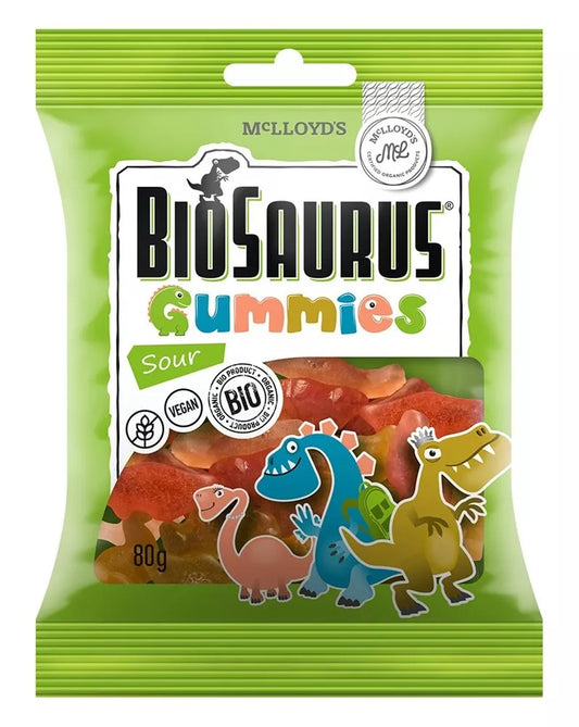 BIOSAURUS Żelki owocowe kwaśne bezglutenowe (80 g) - BIO