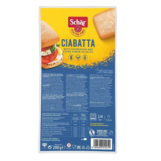 SCHAR Bułki do zapiekania bezglutenowe bez laktozy - Ciabatta (4 x 50g)