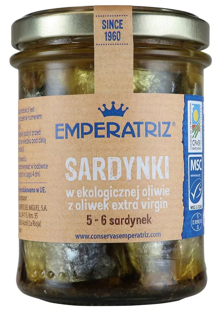 EMPERATRIZ Makrela filety w BIO oliwie z oliwek extra virgin (słoik) (190 g) (125 g)