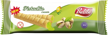 BALILA Rurki kukurydziane nadziewane kremem o smaku pistacjowym bezglutenowe (18 g)