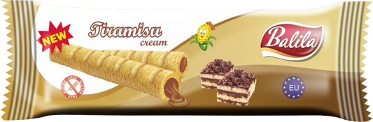 BALILA Rurki kukurydziane nadziewane kremem o smaku tiramisu bezglutenowe (18 g)