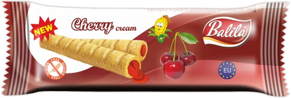 BALILA Rurki kukurydziane nadziewane kremem o smaku wiśniowym bezglutenowe (18 g)