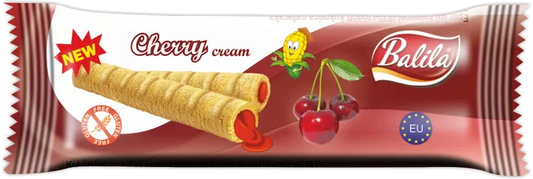 BALILA Rurki kukurydziane nadziewane kremem o smaku wiśniowym bezglutenowe (18 g)