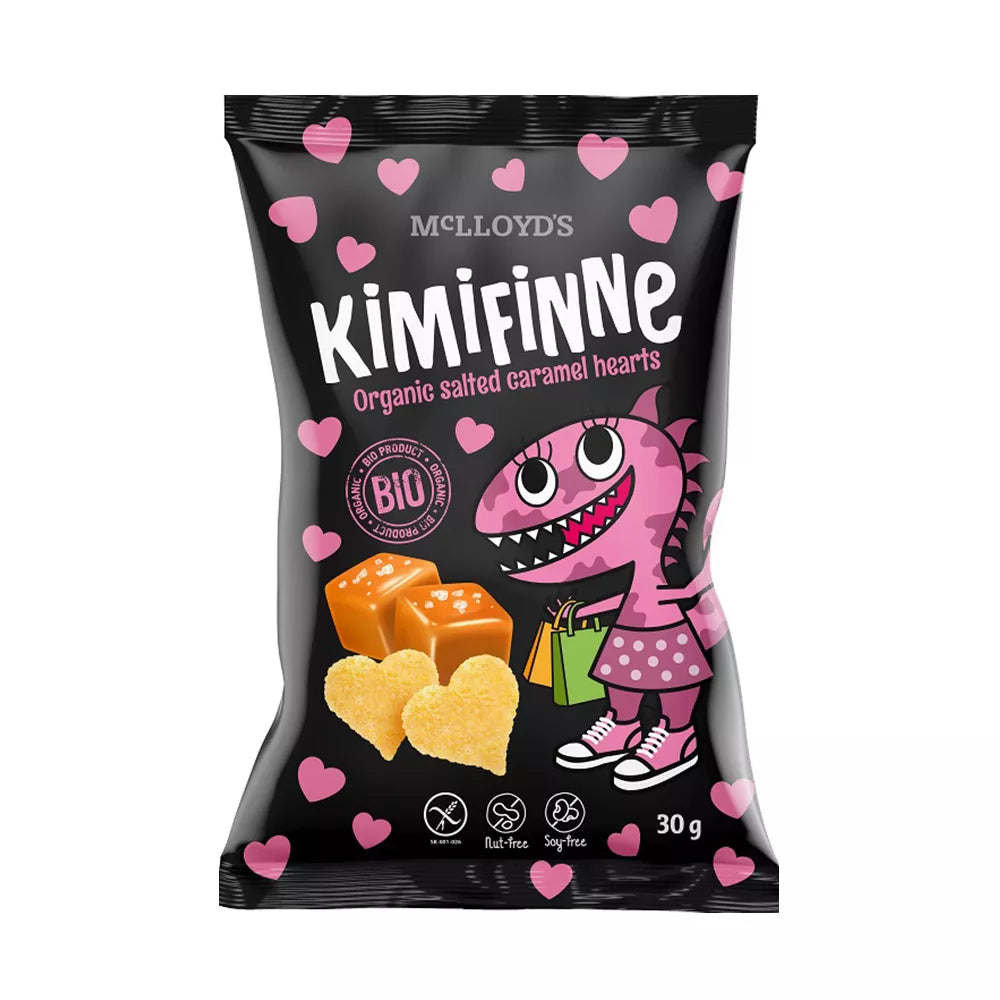 KIMIFINNE Chrupki kukurydziane o smaku ketchupowym, bezglutenowe (30g) - BIO