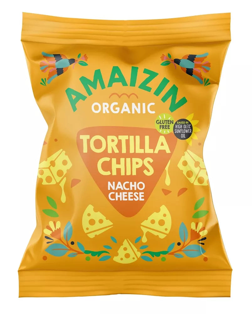 AMAIZIN Chipsy nachosy kukurydziane o smaku serowym bezglutenowe (150 g) - BIO