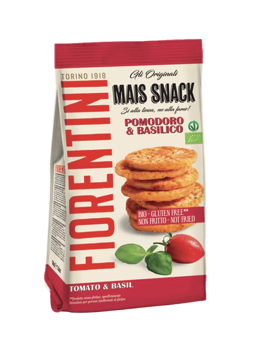 FIORENTINI Krążki kukurydziane z pomidorami i bazylią bezglutenowe (50g) - BIO