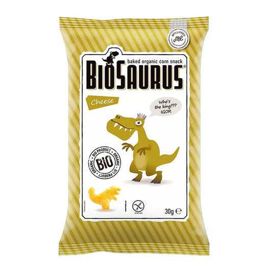 BIOSAURUS Chrupki kukurydziane Dinozaury o smaku serowym, bezglutenowe (30g) - BIO