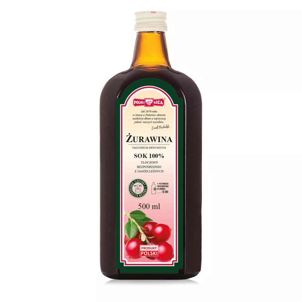 POLSKA RÓŻA Sok żurawinowy 100% bez cukru (500ml)