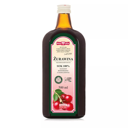 POLSKA RÓŻA Sok żurawinowy 100% bez cukru (500ml)
