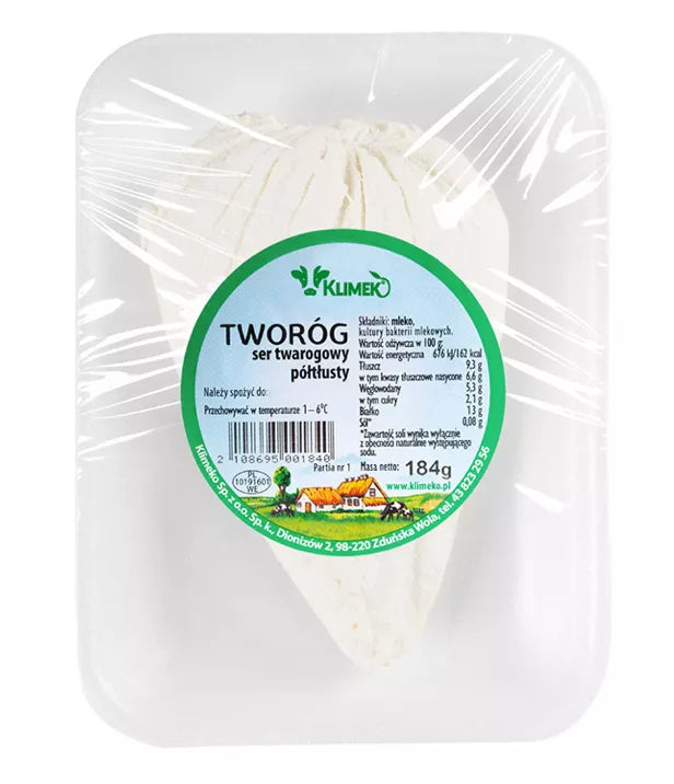 *KLIMEKO Ser twarogowy półtłusty tacka (ok.250g) (f) (dostępność: wt-sb)