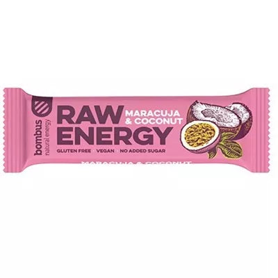 BOMBUS Baton Raw Energy marakuja - kokos bezglutenowy (50g)
