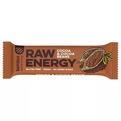 BOMBUS Baton Raw Energy z ziarnami kakaowca bezglutenowy (50g)