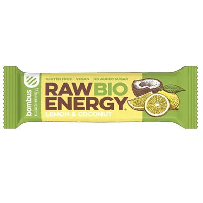 BOMBUS Baton Raw Energy cytryna - kokos bezglutenowy (50g) - BIO