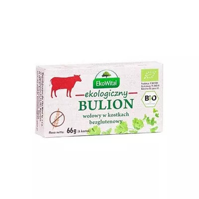 EKOWITAL Bulion warzywny w kostkach o obniżonej zawartości soli bez oleju palmowego bezglutenowy (60g) - BIO