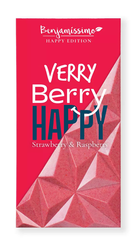 BENJAMISSIMO Czekolada wegańska Happy Edition truskawkowo-malinowa (60g) - BIO