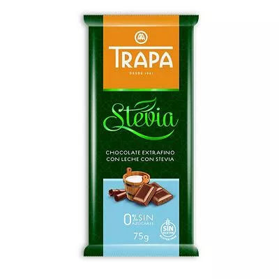 TRAPA Czekolada mleczna ze stewia bez dodatku cukru bezglutenowa (75g)