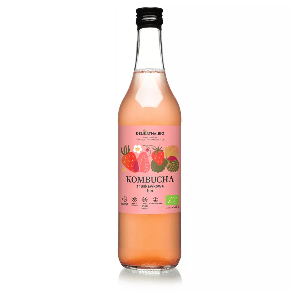 *DELIKATNA Kombucha truskawkowa (500ml) - BIO