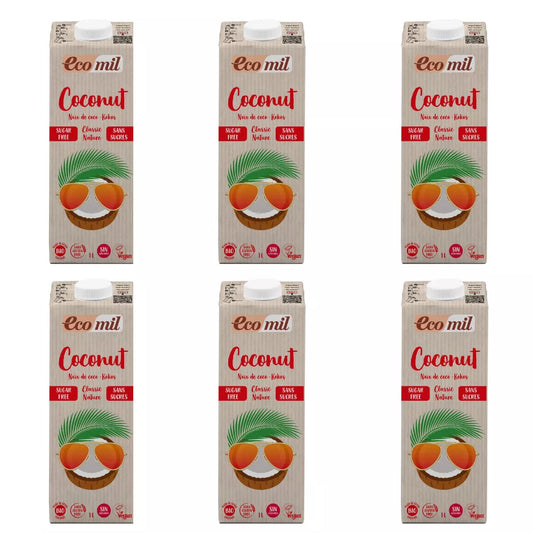 6x ECOMIL Napój kokosowy Classic, bez cukru, bezglutenowy (1l) - BIO (zbiorcze)