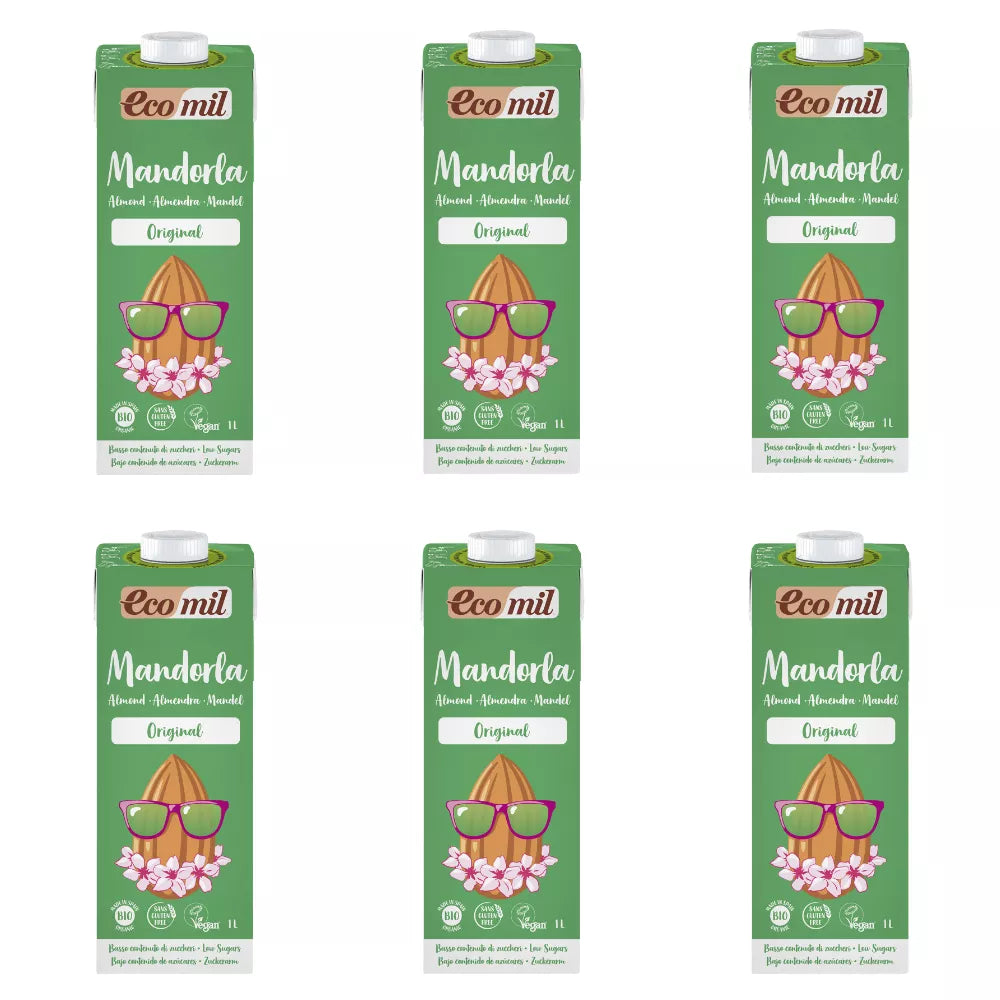ECOMIL 6x Napój migdałowy słodzony syropem z agawy (1l) - BIO (zbiorcze)