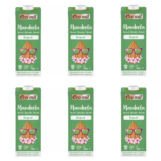 ECOMIL 6x Napój migdałowy słodzony syropem z agawy (1l) - BIO (zbiorcze)