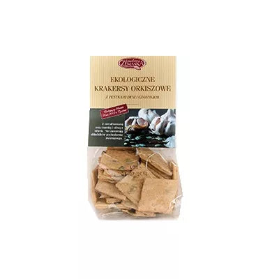 Krakersy z mąką orkiszową z pestkami dyni i czosnkiem 100g ZEMANKA - BIO
