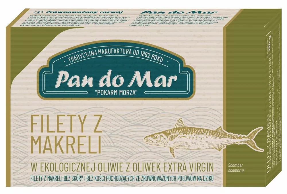 PAN DO MAR Makrela filety w bio oliwie z oliwek (120 g/90 g)