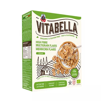 VITABELLA Płatki wielozbożowe z wysoką zawartością błonnika bezglutenowe bez laktozy (300g) - BIO